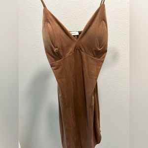 Brown mini thin  strap dress